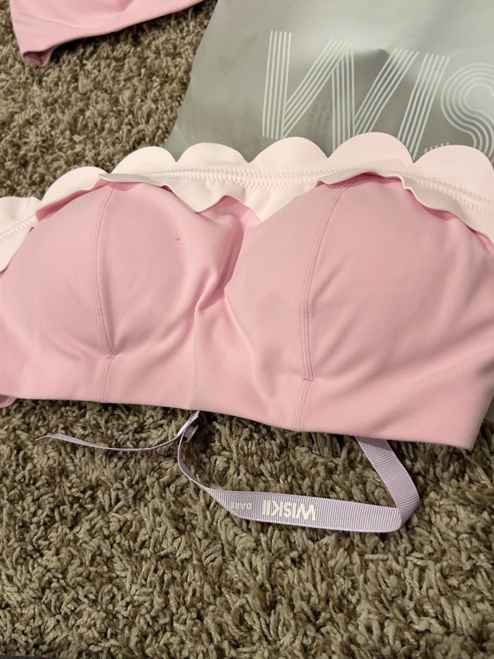 NWT WISKII PINK SCALLOP CONTRAST BANDEAU